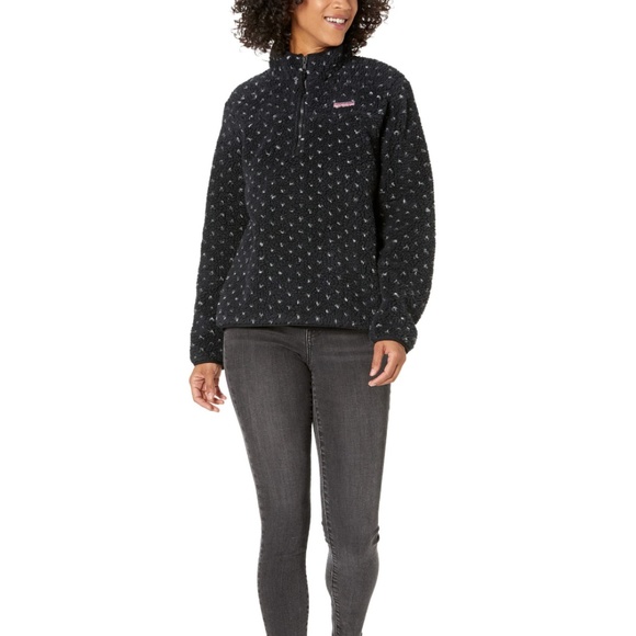 NWT Vineyard Vines Birdseye Sherpa Shep Shirt, 1/4 Zip, Pullover, Black/Navy, XL - Picture 4 of 14